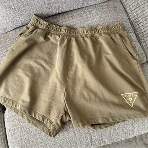 🍂 New! Olive Green GUESS Shorts w Gold Logo $ Pockets Size XL